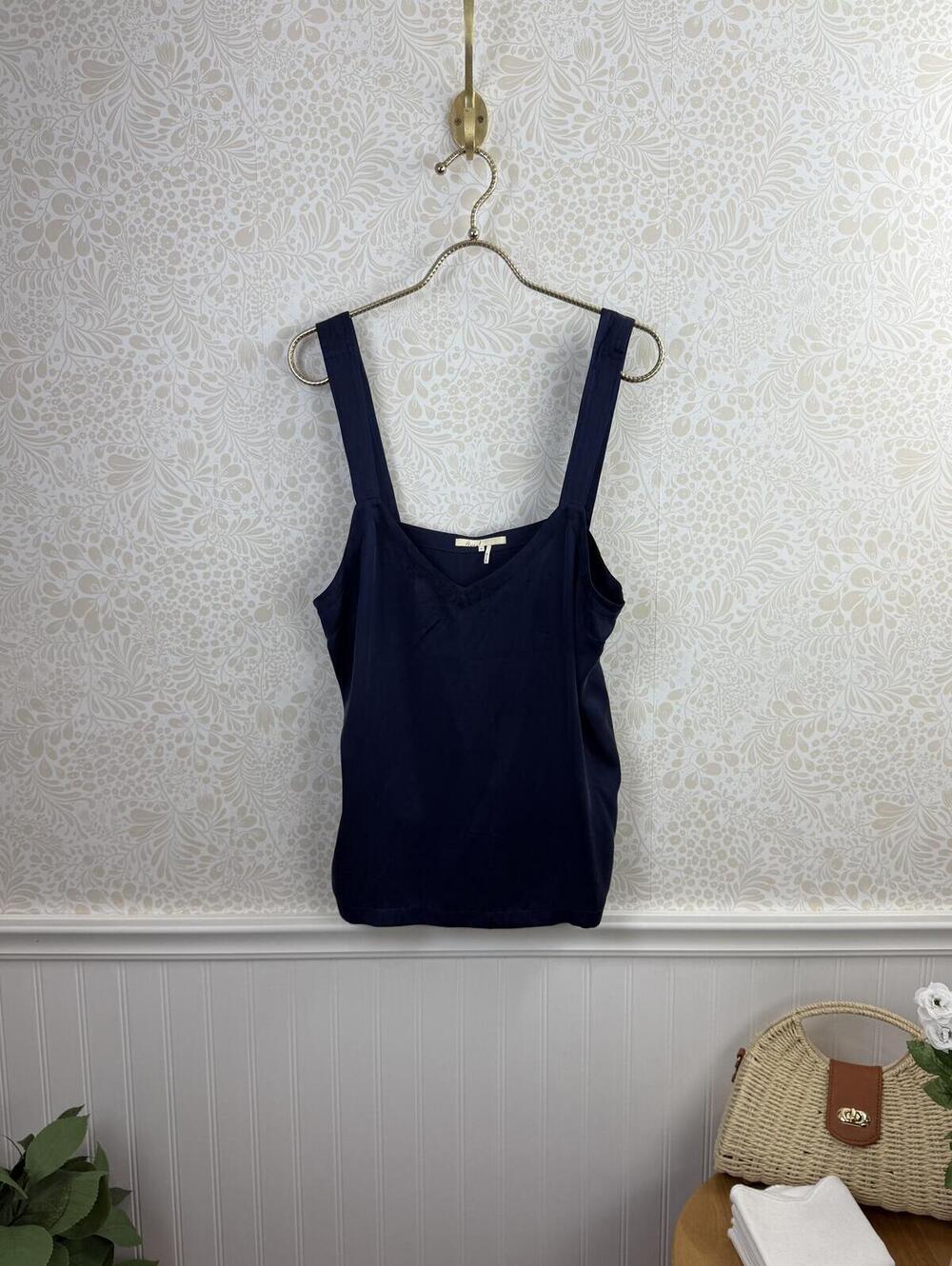Floreat by Anthropologie Blue Sleeveless Silk Adjustable Tank - Size - Medium